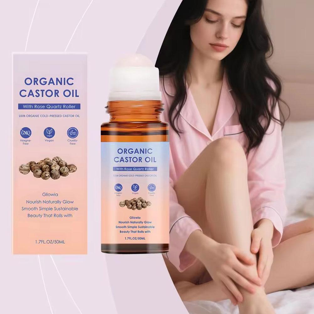 Castor Oil Cold Press - 50ml Biologische Castor Olie Rozenkwarts Rollerball