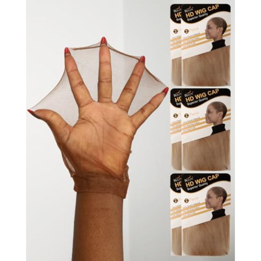 Wig Cap Stocking - Bruine SKINLIKE HD pruikkap, 12 stuks